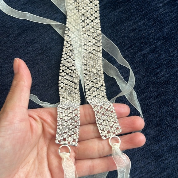 David’s Bridal Wedding Dress Crystal Rhinestone Bling Ribbon Sash Belt - Picture 2 of 7